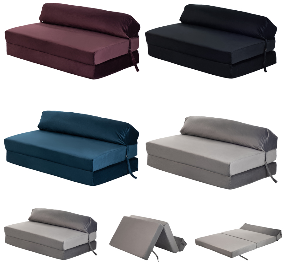 Velvet Z Bed Double Size Fold Out Chair, Foldable Sofa Chair Bed